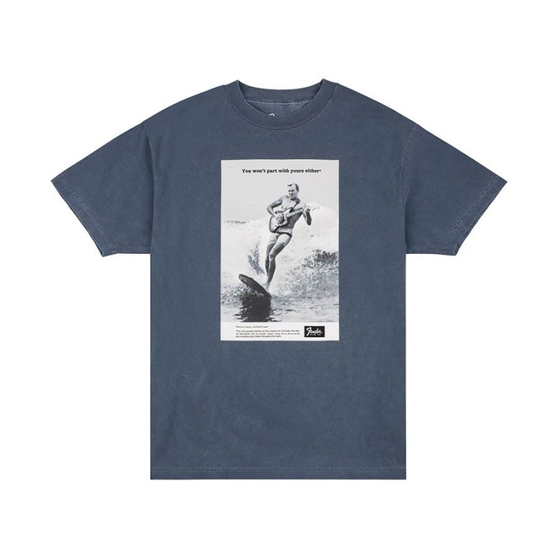 Camiseta surfer vintage Fender azul oceano S